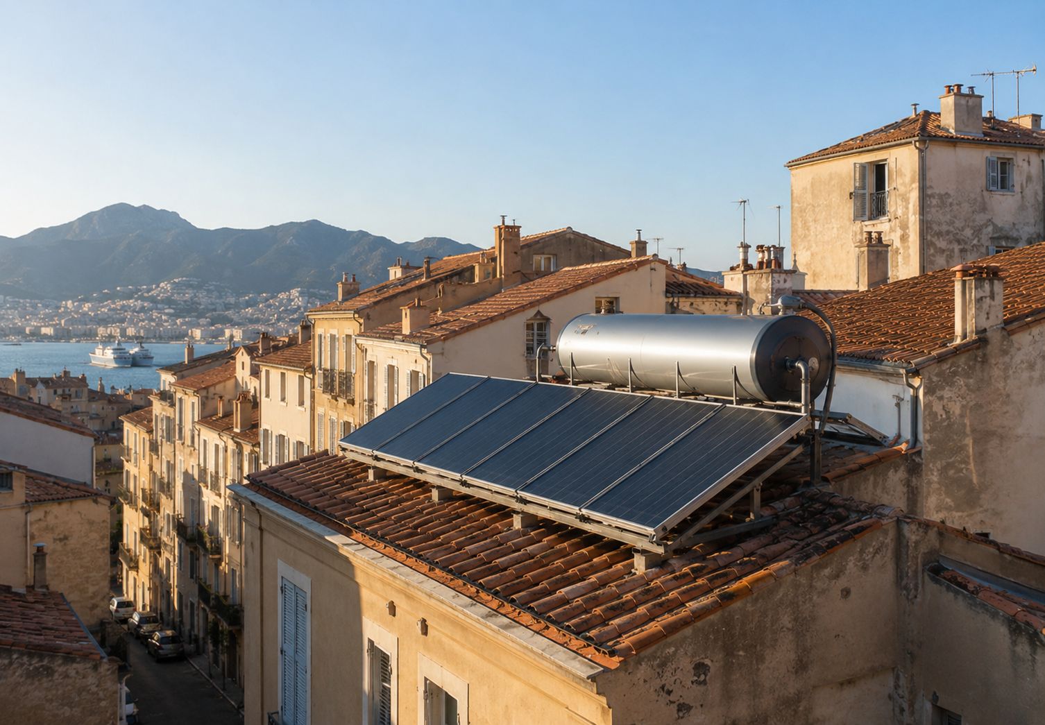 Installation de chauffe-eau solaire collectif